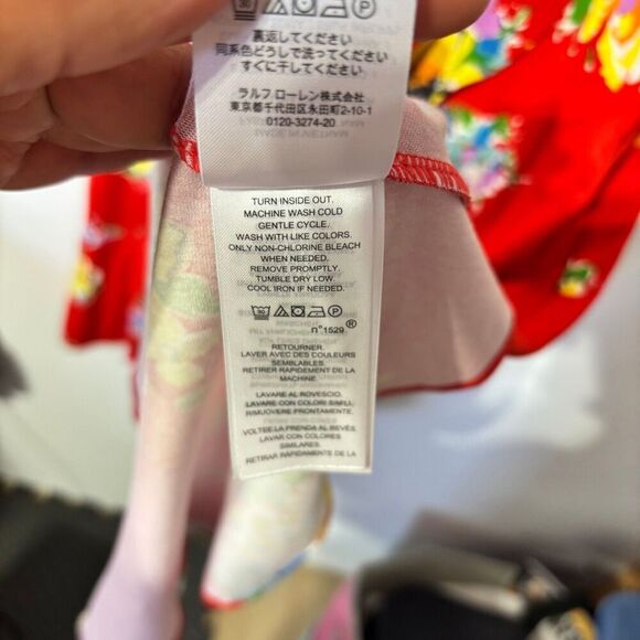 Lauren Ralph Lauren Jersey Wrap Dress Small Orange Floral Surplice Neck NWT - Picture 10 of 11